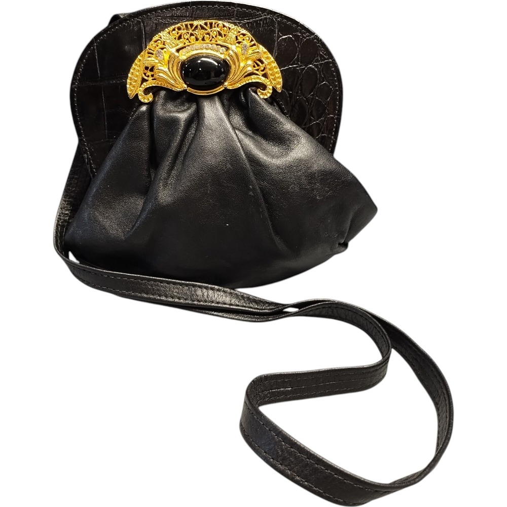 Marshall Rousso Crossbody Bag Womens Black Beaded Gemstone Evening‎ Nightout